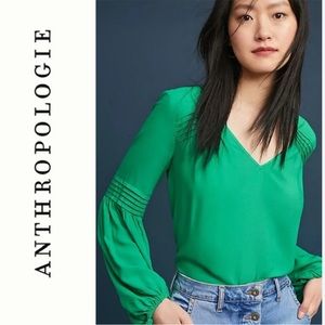 Anthropologie Maeve Green Ceresco Peasant Top S